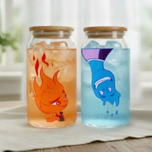 Set de dos vasos de cristal, modelo Fuego y Agua" para parejas