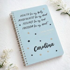 Agenda celeste personalizable con nombre y frase