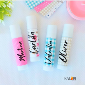 Balsamos labiales personalizados para invitados en eventos como comuniones, bodas, bautizos y otras celebbraciones