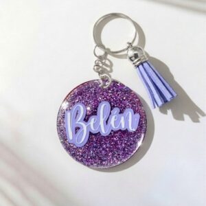 Llavero personalizado con resina y efec to brillo