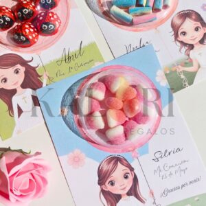 Tarjetas de Globos con chuches / Niñas