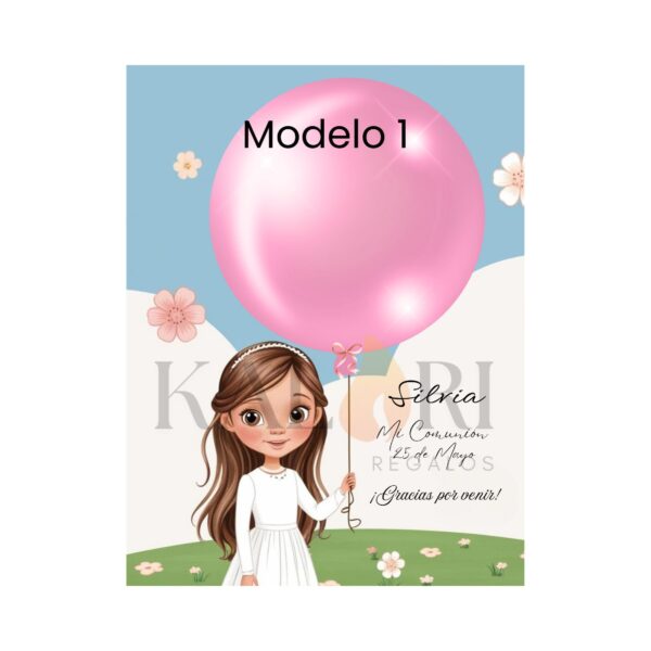Tarjetas de Globos con chuches / Niñas - Imagen 4