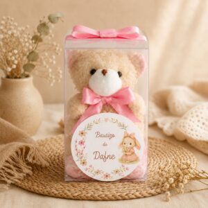 Llavero de peluche personalizado para invitados de bautizo, baby shower y cumpleaños infantiles