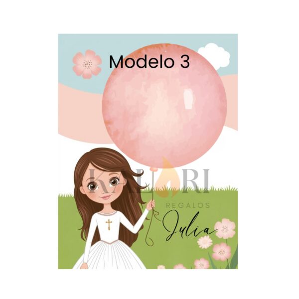 Tarjetas de Globos con chuches / Niñas - Imagen 6