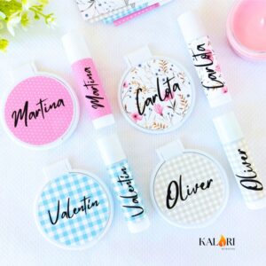 Pack de detalles, compuesto por espejito y bálsamo labial personalizados, para invitados de eventos