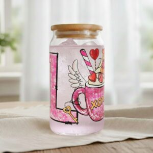 Vaso Love con tapa y pajita