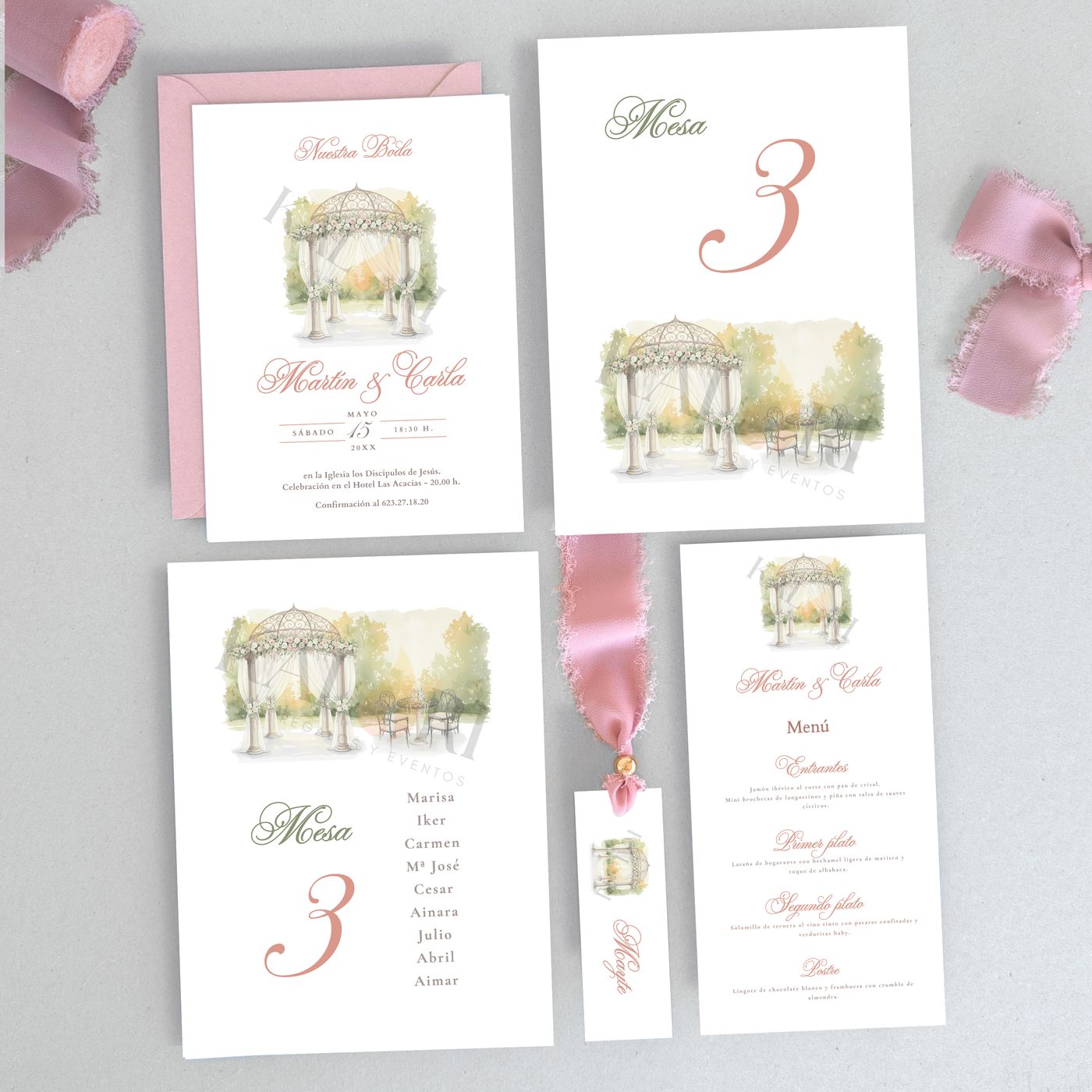 invitación bóveda blanca boda