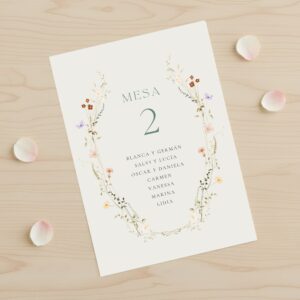 Seating plan modelo Floral, color blanco, para bodas y celebraciones especiales