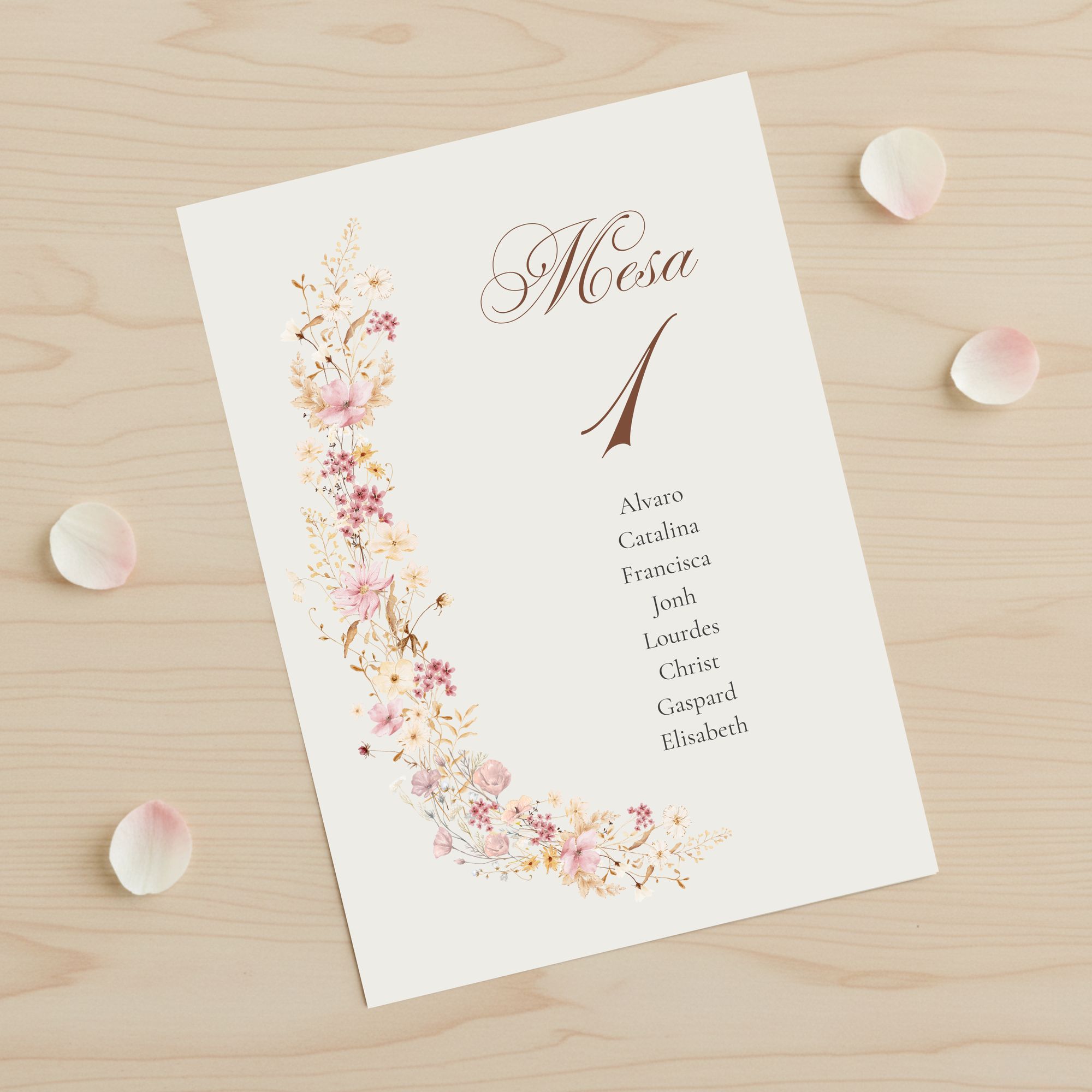 Seating plan blanco modelo Guirnalda para bodas y celebraciones especiales