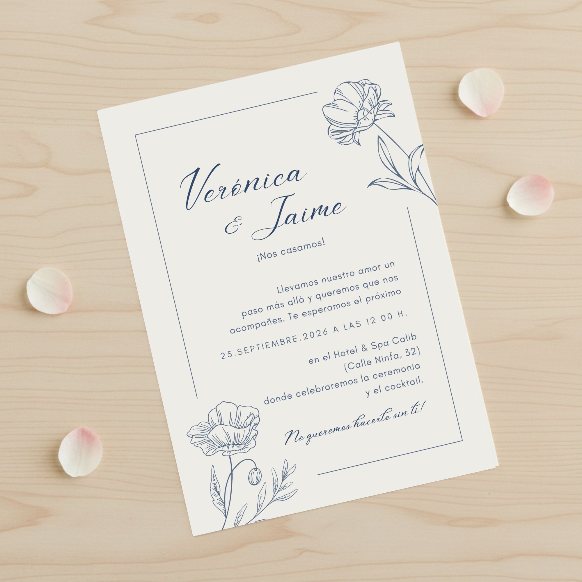 Invitación Delicadeza azul para eventos con clase