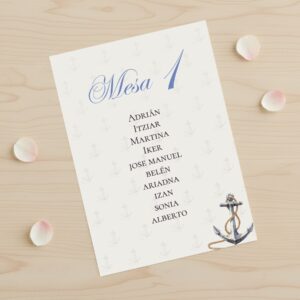 Seating plan comunión Marinero con fondo blanco