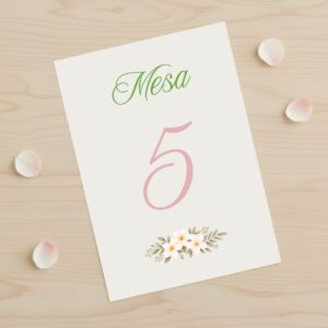Número de mesa comunión niña, modelo Valentina, fondo blanco