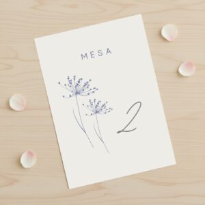 Número de mesa modelo Natura para eventos, con fondo blanco