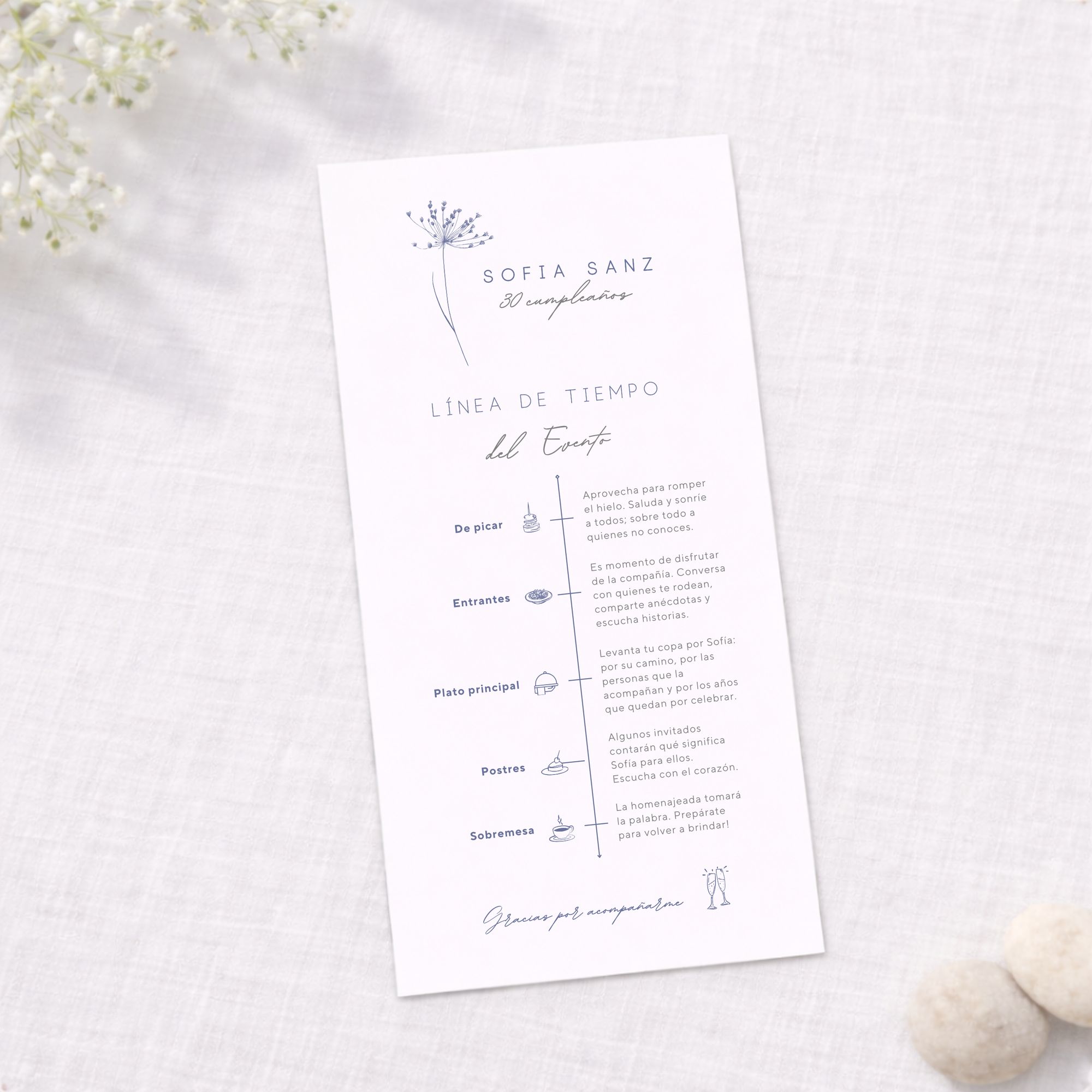 Tarjeta emocional personalizada para eventos Modelo Natura con fondo blanco