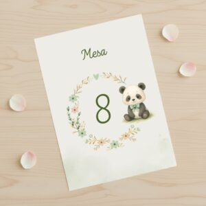 Número de mesa modelo Oso Panda infantil fondo blanco