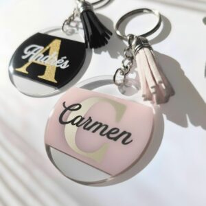 llavero personalizado con nombre y acabado de resina, Modelo Style