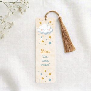 marcapáginas personalizado para bautizo o celebraciones infantiles, modelo Sueño