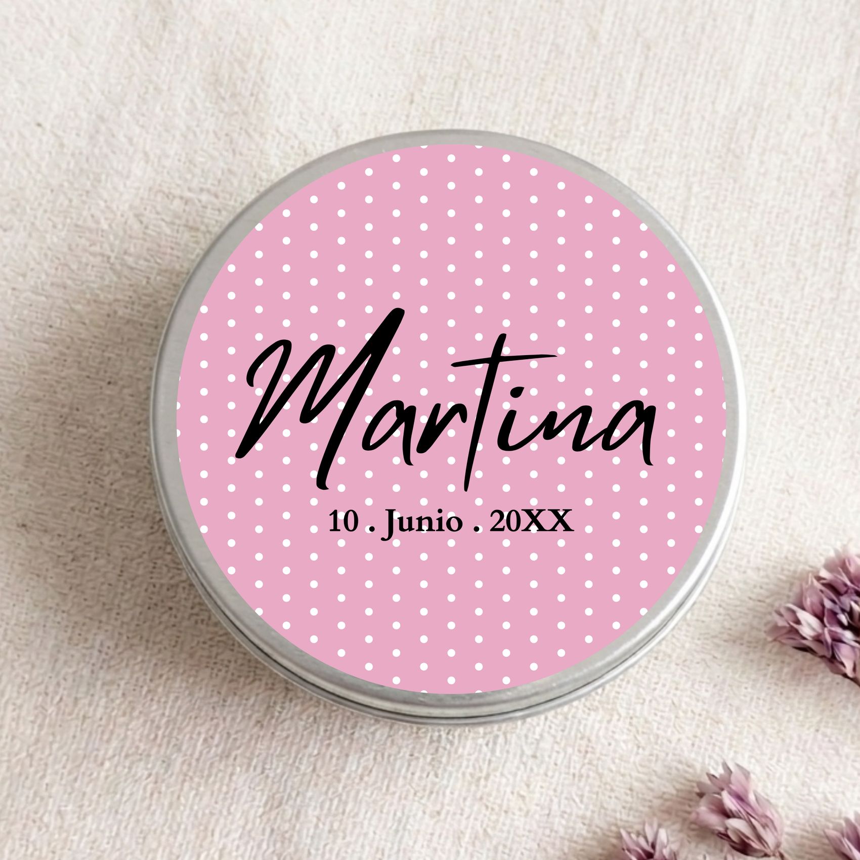 Velas personalizadas para invitados de eventos infantiles, modelo Senda