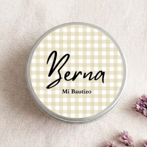 Velas personalizadas delicadas para invitados de eventos infantiles, modelo Dulce con diseño de vichy