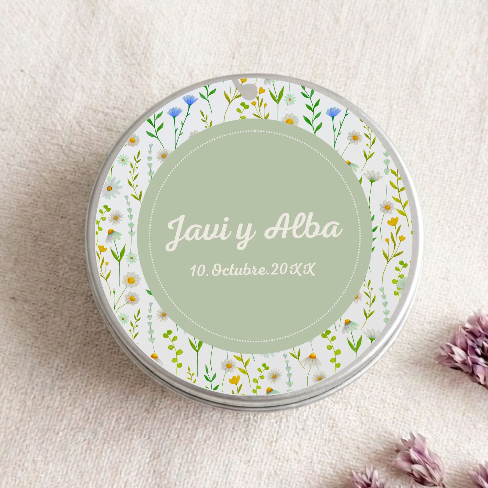 Velas personalizadas para invitados de eventos, modelo Esencia