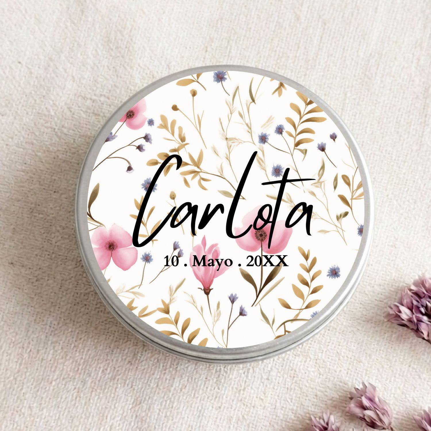 Velas personalizadas para invitados de comunión, estilo bloomcore, modelo Luma