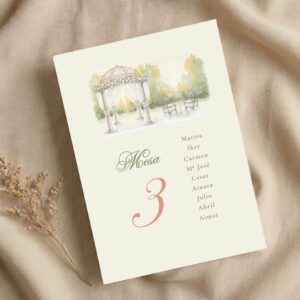 Seating plan modelo Bóveda con fondo blanco para bodas y otros eventos