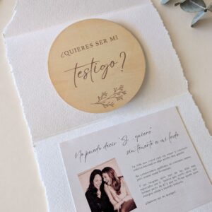 ¿Quieres ser mi testigo? Propuesta con placa de madera