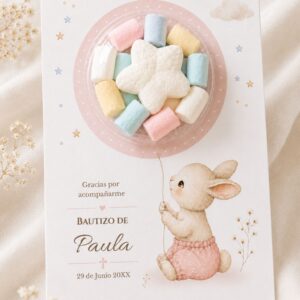 Chuches y golosinas para invitados de bautizo, baby shower y celebraciones infantiles modelo rosa